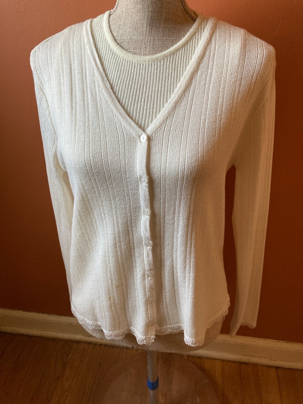 RAFAEL cream lace trimmed sweater set